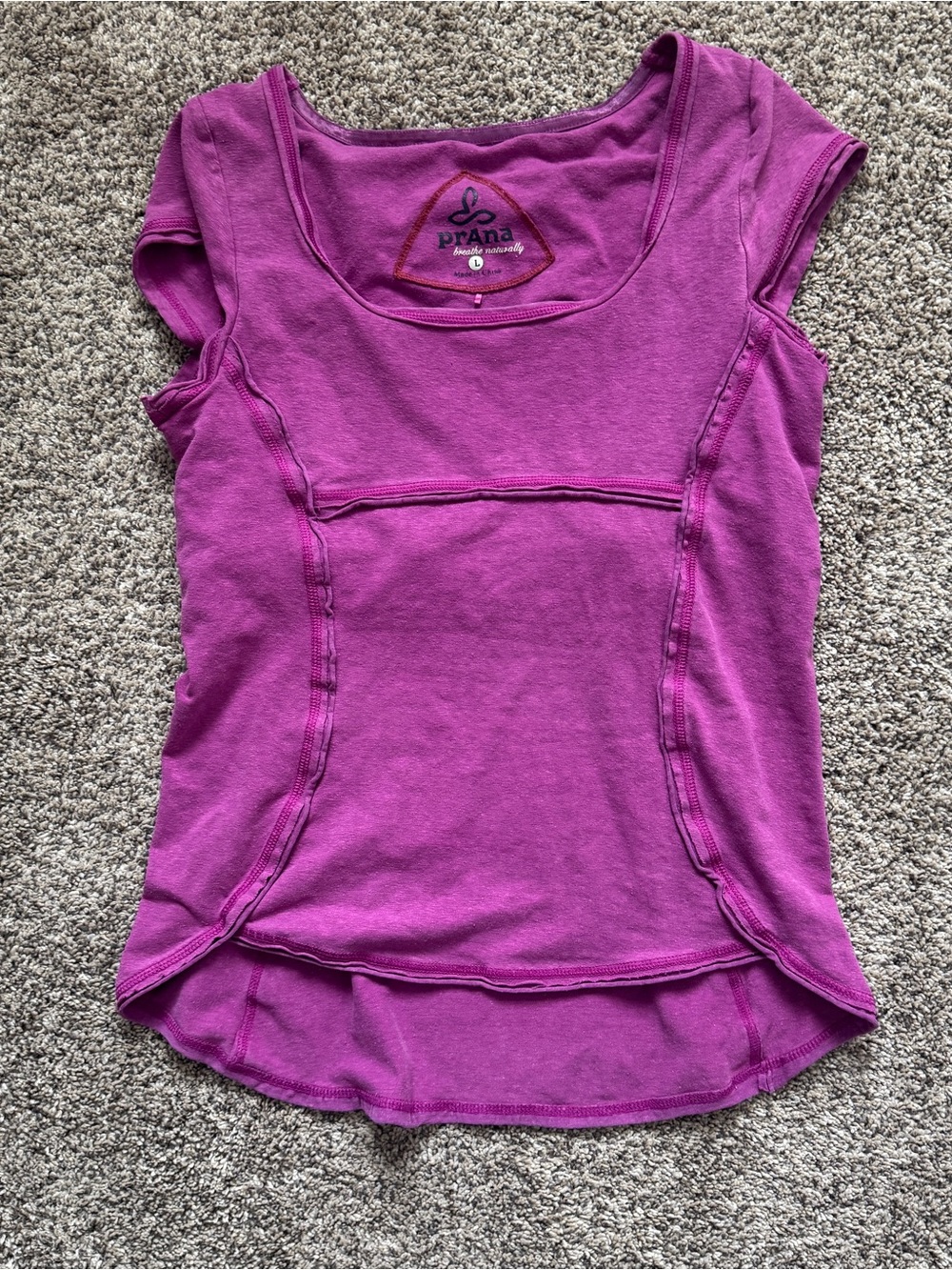 Prana Women's Scoop Neck Cap Sleeve Top in Magenta Purple